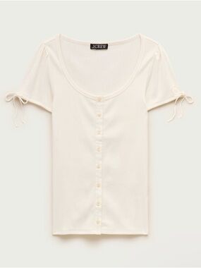 J.Crew Women's Cream Scoop Neck Button-Front Top